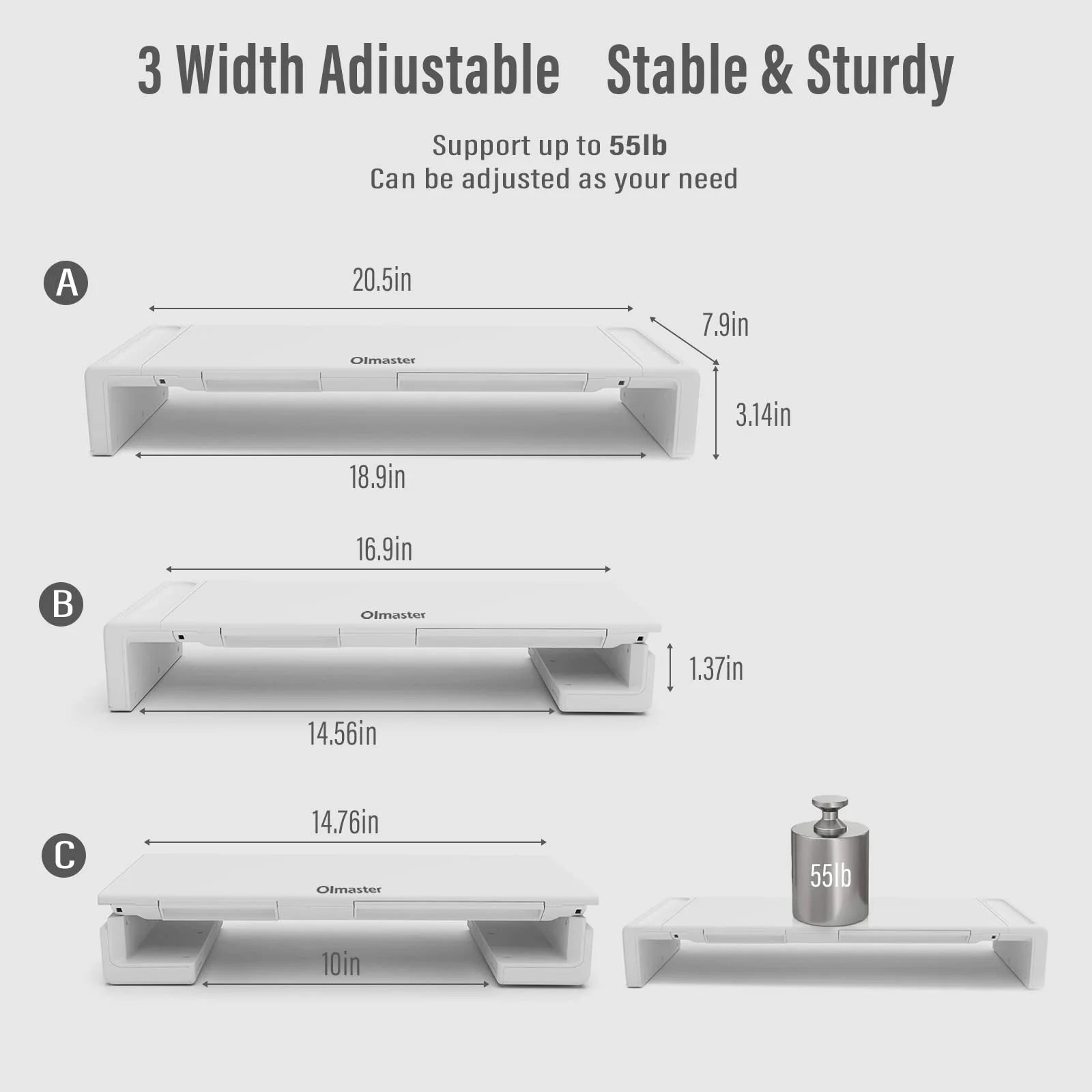 Foldable Computer Monitor Riser, Adjustable Length Computer Stand and Storage Drawer & Pen Slot, Phone Stand Compatible Computer, Desktop, save Space (White)