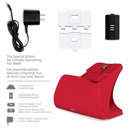 Pulse Red Universal Xbox Pro Charging Station with 1100mAh Rechargeable Battery for Xbox Series X|S and Xbox One