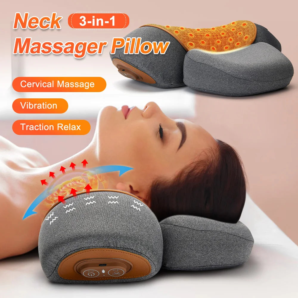 Neck Massage Pillow Heating Vibration Neck Massage Protect Cervical Spine Help Solve Sleep Problems