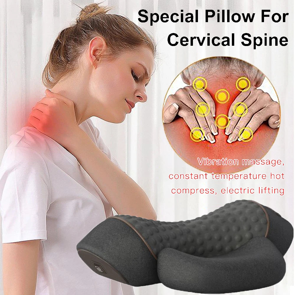 Neck Massage Pillow Heating Vibration Neck Massage Protect Cervical Spine Help Solve Sleep Problems